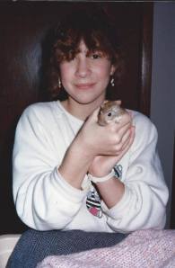 This was my gerbil "Pipsqueak" and me as a kid.  I don't actually have a photo of Zorro, so Pipsqueak will have to suffice as a "stand in"
