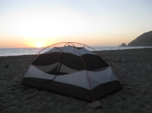 Our campsite on the beach south of Ventura